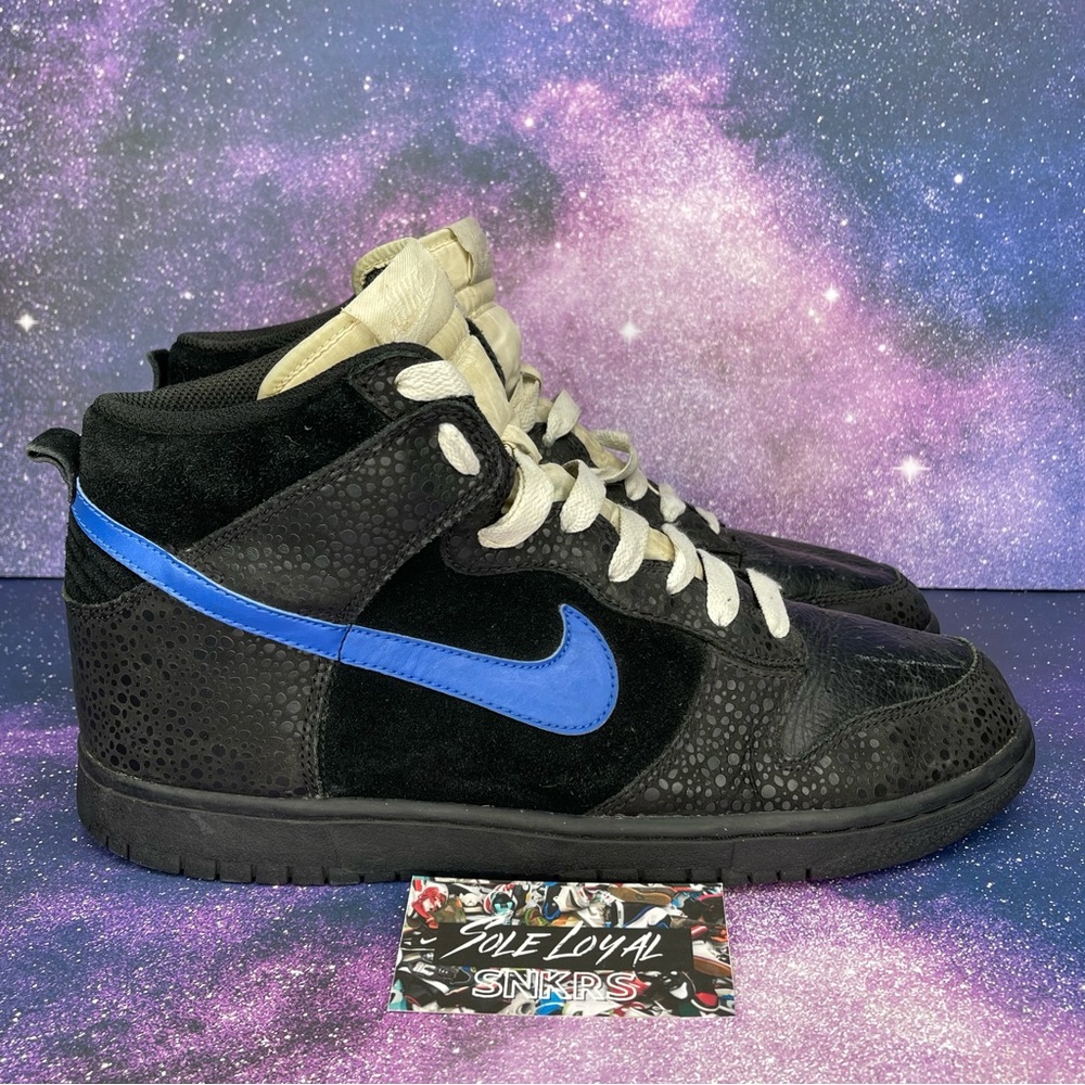 RARE Nike Dunk High 2009 Black-Varsity Royal-White Safari Mens Sz 10‎ 344648-041